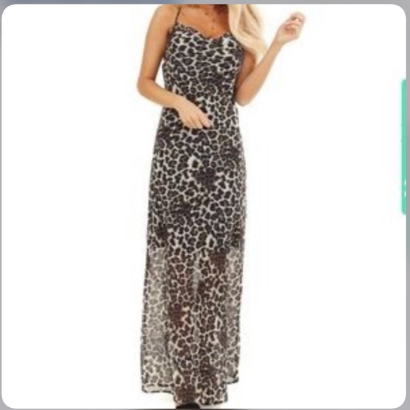 Sans Souci Dresses & Skirts - Sans souci leopard print slip maxi dress Size Medium NWT